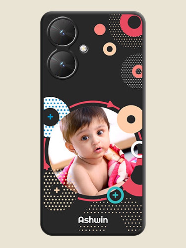 Custom Multicoloured Round Image On Space Black Custom Soft Matte Mobile Back Cover - Redmi 13C 5G