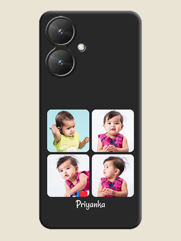 Custom Floral Art with 6 Image Holder on Photo On Space Black Custom Soft Matte Mobile Back Cover - Redmi 13C 5G