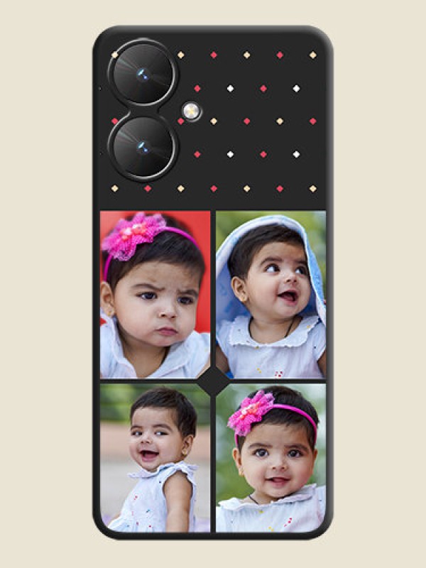 Custom Multicolor Dotted Pattern with 4 Image Holder On Space Black Custom Soft Matte Mobile Back Cover - Redmi 13C 5G