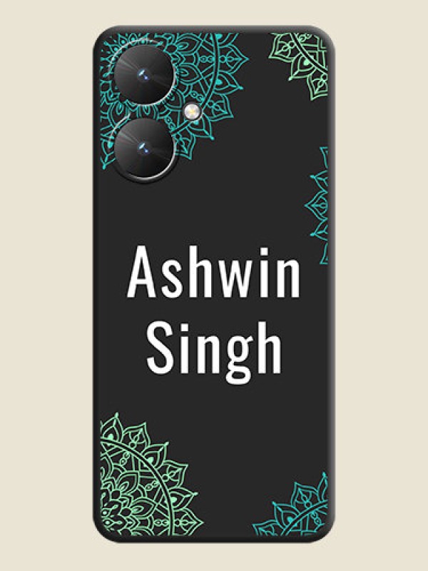 Custom Your Name with Floral Design On Space Black Custom Soft Matte Mobile Back Cover - Redmi 13C 5G