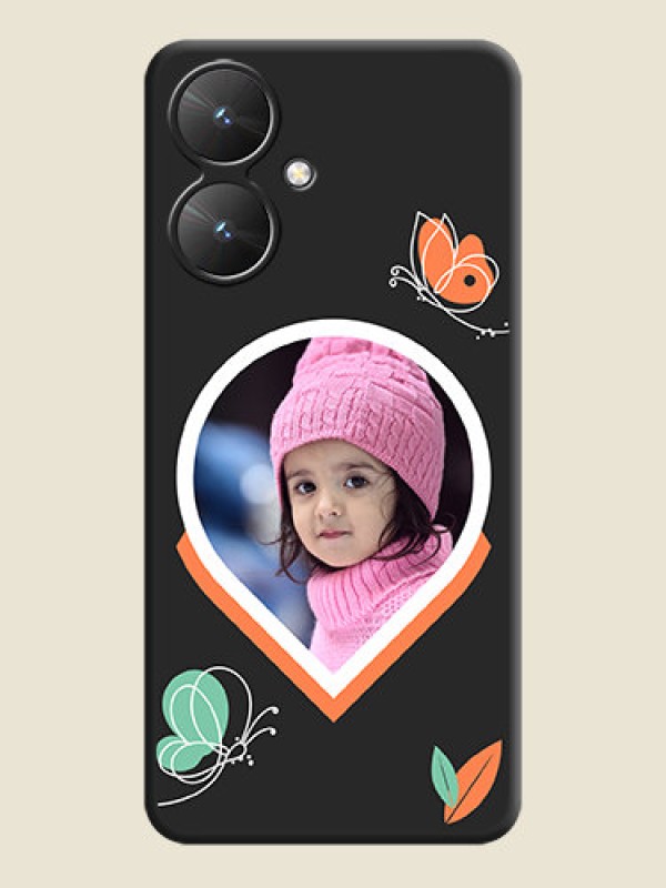 Custom Upload Pic With Simple Butterly Design On Space Black Custom Soft Matte Mobile Back Cover - Redmi 13C 5G