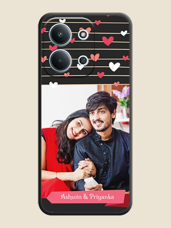 Custom Love Pattern with Name on Pink Ribbon on Photo On Space Black Custom Soft Matte Mobile Back Cover - Xiaomi Redmi 15C 5G