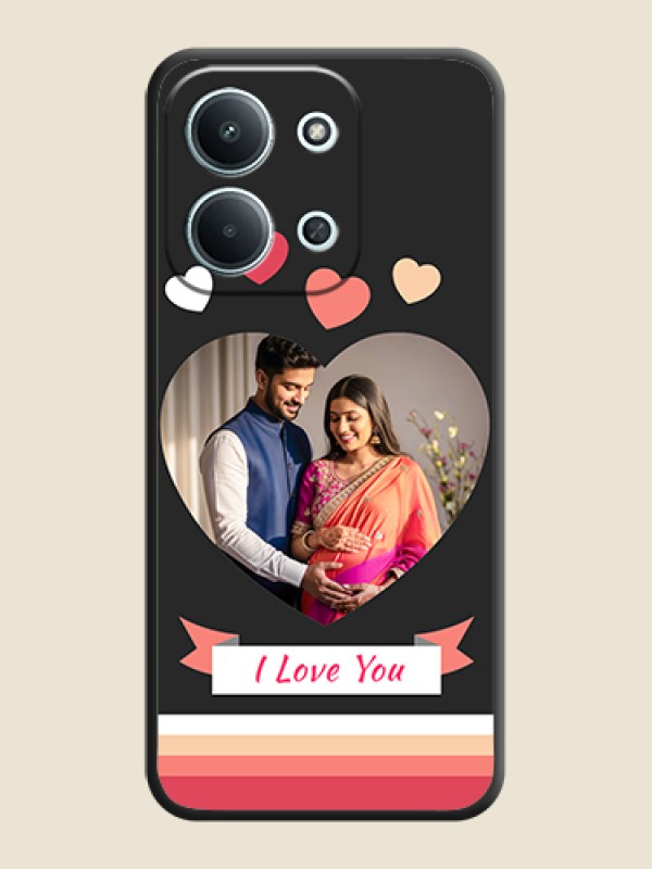 Custom Love Shaped Photo with Colorful Stripes On Space Black Custom Soft Matte Mobile Back Cover - Xiaomi Redmi 15C 5G
