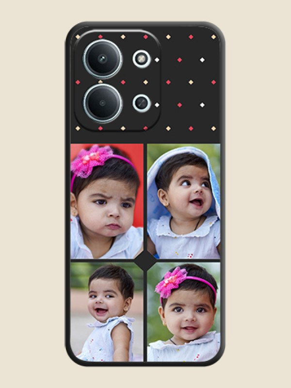 Custom Multicolor Dotted Pattern with 4 Image Holder On Space Black Custom Soft Matte Mobile Back Cover - Xiaomi Redmi 15C 5G