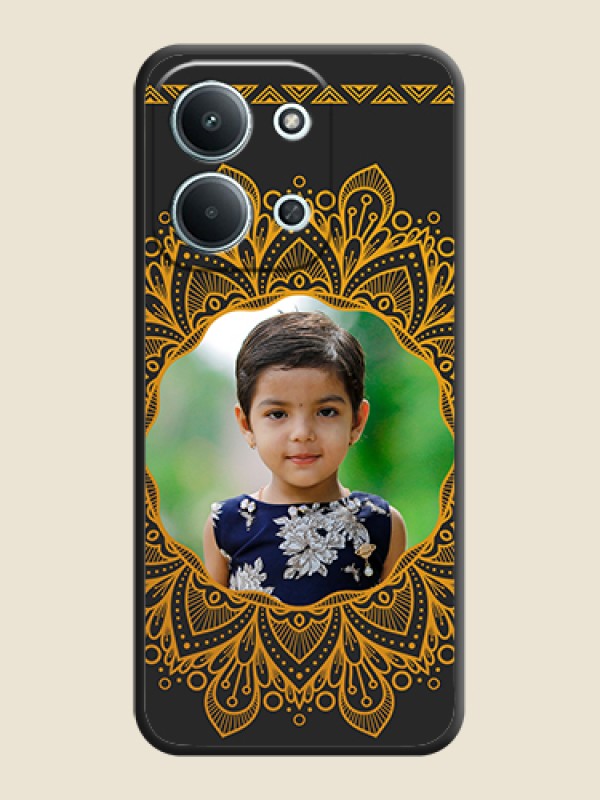 Custom Round Image with Floral Design On Space Black Custom Soft Matte Mobile Back Cover - Xiaomi Redmi 15C 5G