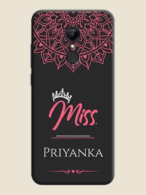Custom Mrs Name with Floral Design on Space Black Personalized Soft Matte Phone Covers - Redmi 5