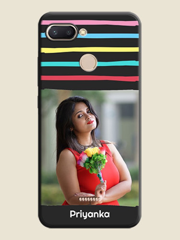 Custom Multicolor Lines with Image on Space Black Personalized Soft Matte Phone Covers - Redmi 6