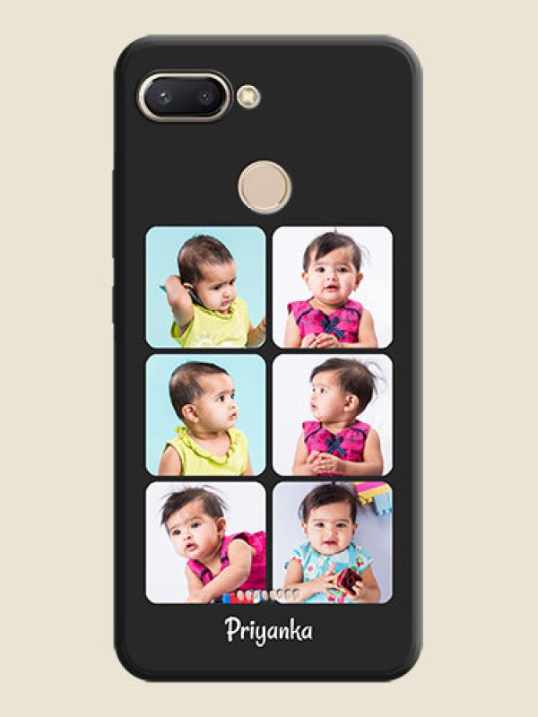 Custom Floral Art with 6 Image Holder - Photo on Space Black Soft Matte Mobile Case - Redmi 6