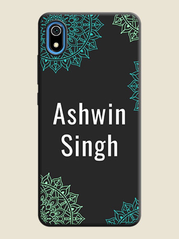 Custom Your Name with Floral Design on Space Black Custom Soft Matte Back Cover - Redmi 7A