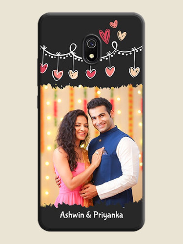Custom Pink Love Hangings with Name on Space Black Custom Soft Matte Phone Cases - Redmi 8A