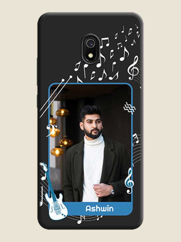 Custom Musical Theme Design with Text - Photo on Space Black Soft Matte Mobile Case - Redmi 8A