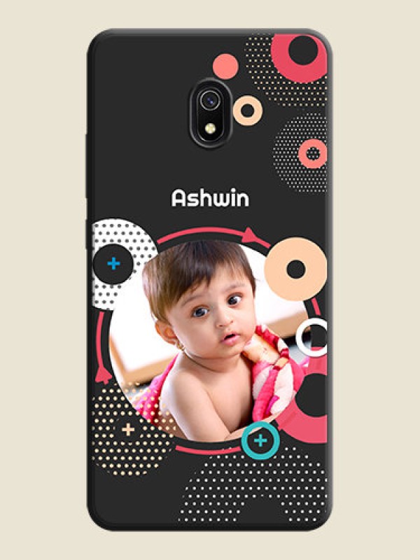 Custom Multicoloured Round Image on Personalised Space Black Soft Matte Cases - Redmi 8A