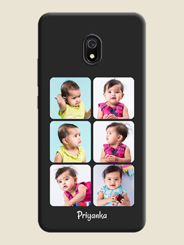 Custom Floral Art with 6 Image Holder - Photo on Space Black Soft Matte Mobile Case - Redmi 8A