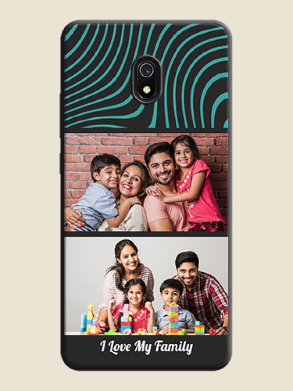 Custom Wave Pattern with 2 Image Holder on Space Black Personalized Soft Matte Phone Covers - Redmi 8A