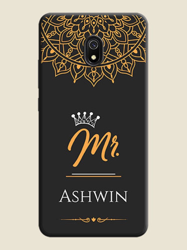 Custom Mr Name with Floral Design  on Personalised Space Black Soft Matte Cases - Redmi 8A