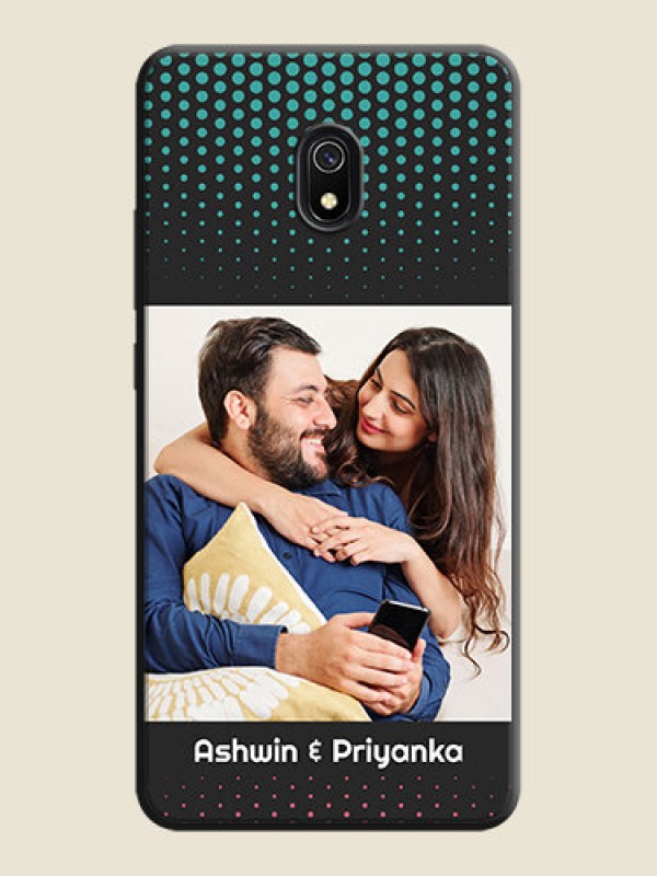 Custom Faded Dots with Grunge Photo Frame and Text on Space Black Custom Soft Matte Phone Cases - Redmi 8A