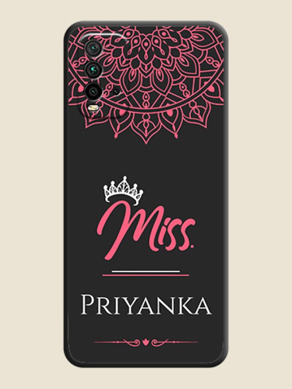 Custom Mrs Name with Floral Design on Space Black Personalized Soft Matte Phone Covers - Redmi 9 Power