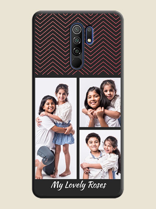 Custom Wave Pattern with 3 Image Holder on Space Black Custom Soft Matte Back Cover - Redmi 9 Prime