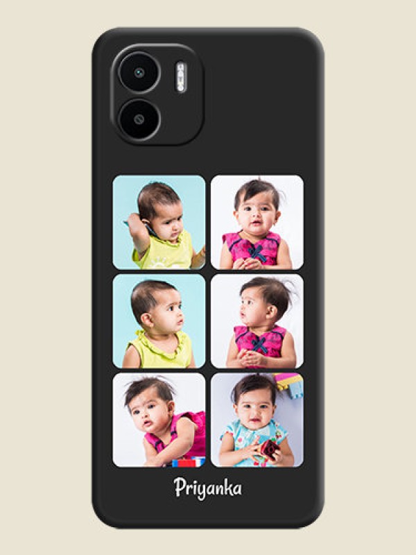 Custom Floral Art with 6 Image Holder on Photo on Space Black Soft Matte Mobile Case - Xiaomi Redmi A1