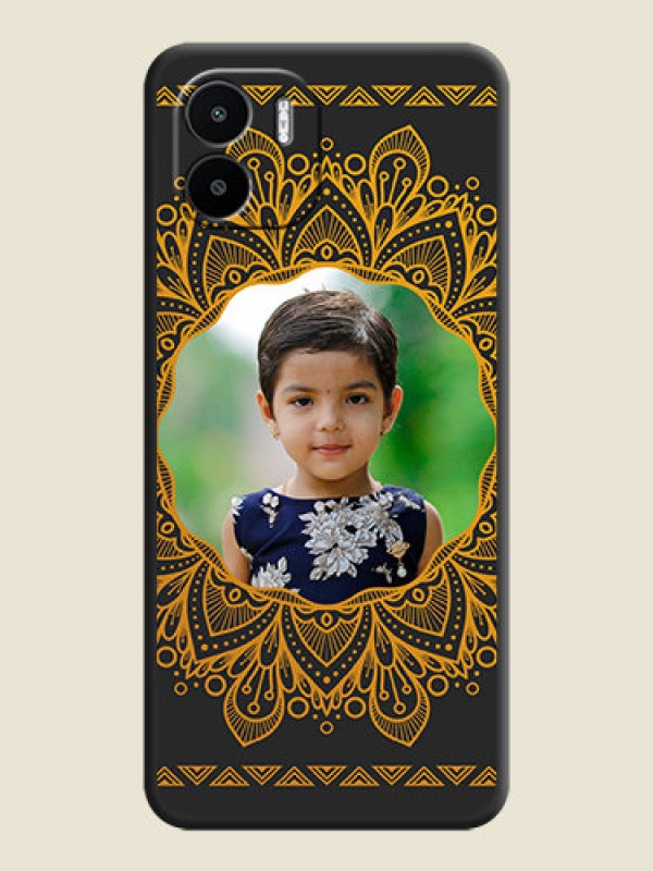 Custom Round Image with Floral Design on Photo on Space Black Soft Matte Mobile Cover - Xiaomi Redmi A1