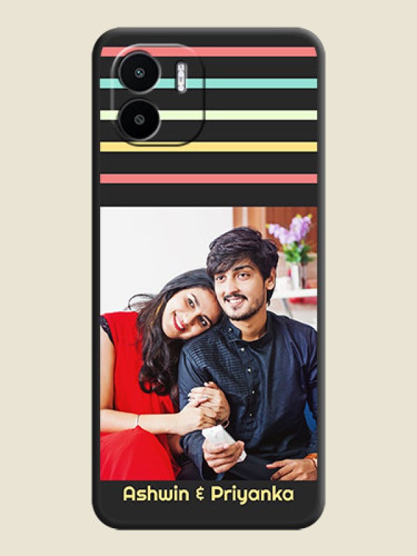 Custom Color Stripes with Photo and Text on Photo on Space Black Soft Matte Mobile Case - Xiaomi Redmi A1