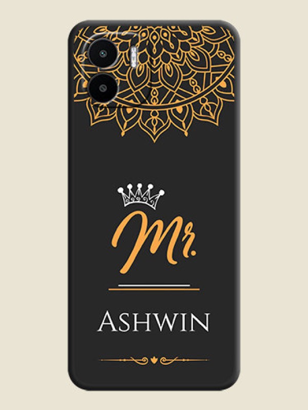 Custom Mr Name with Floral Design  on Personalised Space Black Soft Matte Cases - Xiaomi Redmi A1