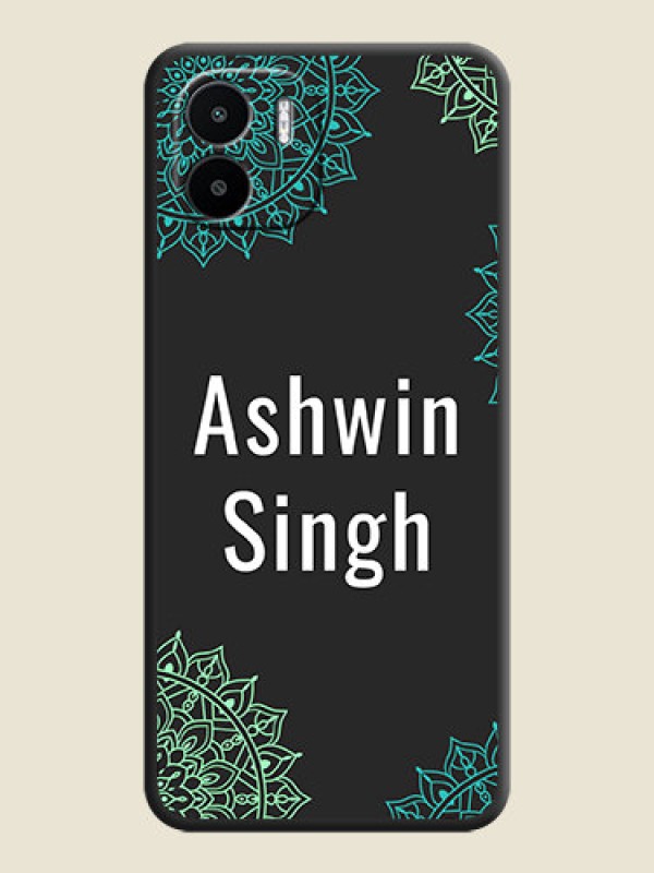 Custom Your Name with Floral Design on Space Black Custom Soft Matte Back Cover - Xiaomi Redmi A1