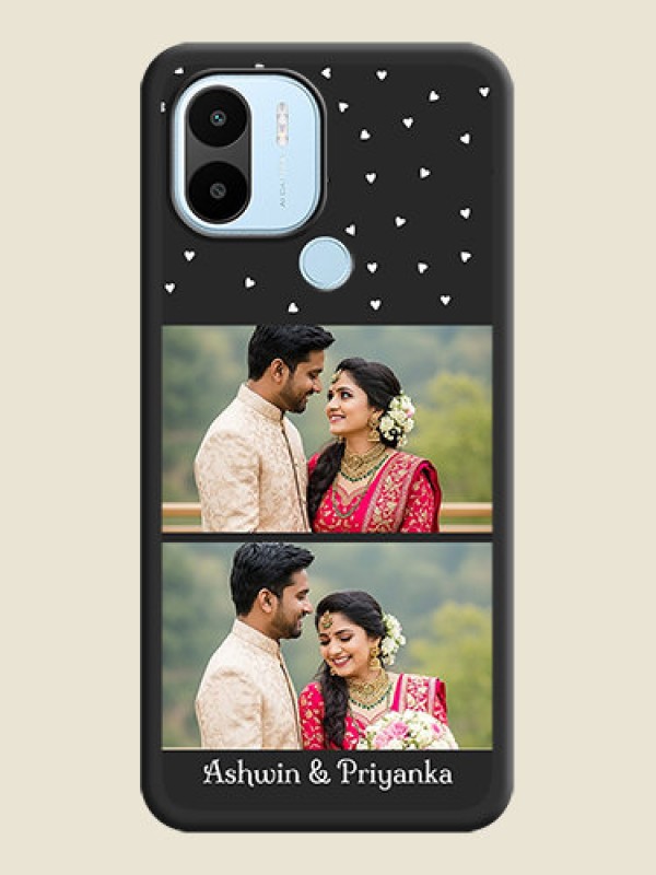 Custom Miniature Love Symbols with Name on Space Black Custom Soft Matte Back Cover - Xiaomi Redmi A2 Plus