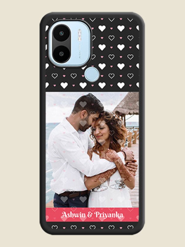 Custom White Color Love Symbols with Text Design on Photo on Space Black Soft Matte Phone Cover - Xiaomi Redmi A2 Plus