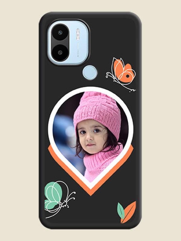 Custom Upload Pic With Simple Butterly Design On Space Black Personalized Soft Matte Phone Covers -Xiaomi Redmi A2 Plus