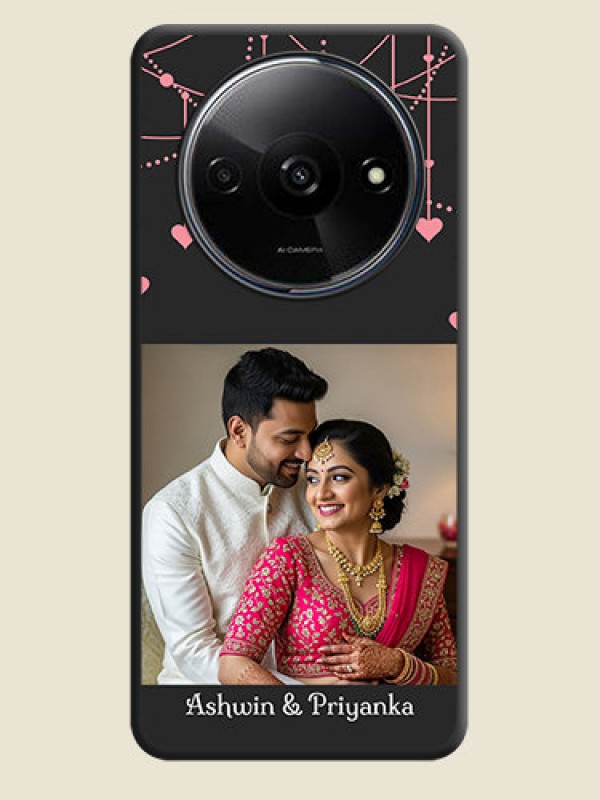 Custom Pink Love Hangings with Text on Space Black Custom Soft Matte Back Cover - Redmi A3