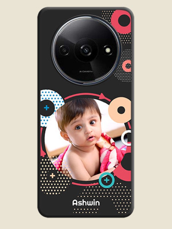 Custom Multicoloured Round Image on Personalised Space Black Soft Matte Cases - Redmi A3
