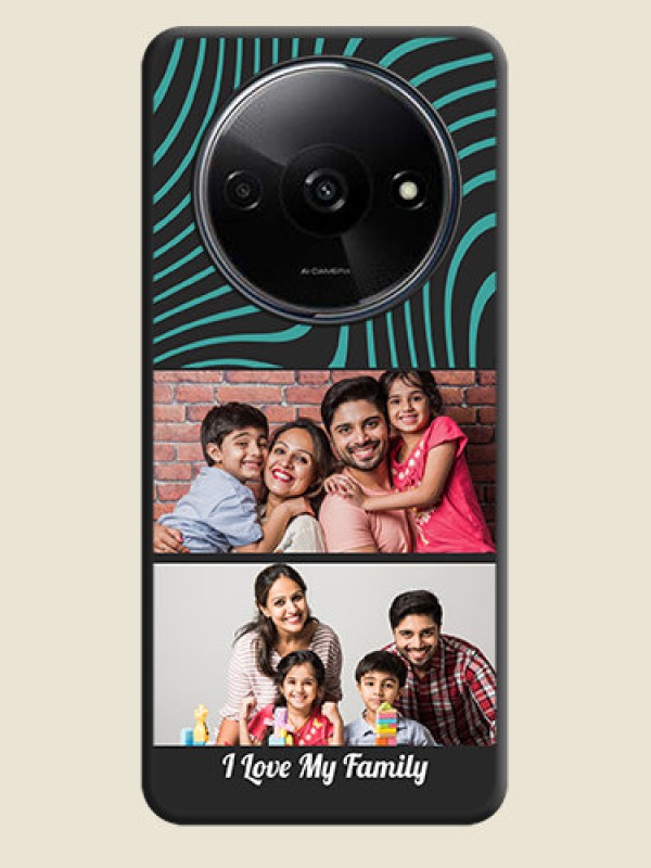 Custom Wave Pattern with 2 Image Holder on Space Black Personalized Soft Matte Phone Covers - Redmi A3