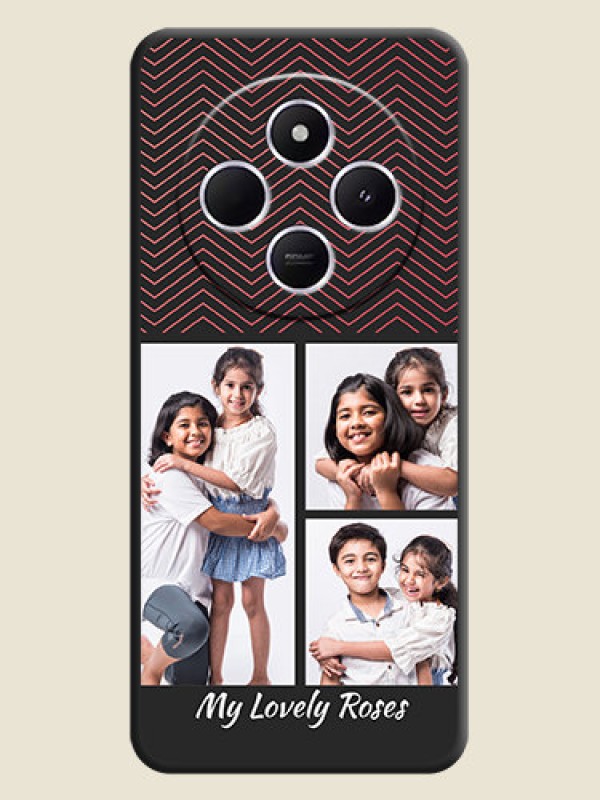 Custom Wave Pattern with 3 Image Holder On Space Black Custom Soft Matte Mobile Back Cover - Xiaomi Redmi A4 5G