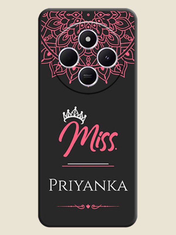 Custom Mrs Name with Floral Design On Space Black Custom Soft Matte Mobile Back Cover - Xiaomi Redmi A4 5G