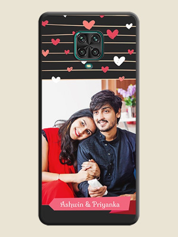 Custom Love Pattern with Name on Pink Ribbon  on Photo on Space Black Soft Matte Back Cover - Redmi Note 10 Lite