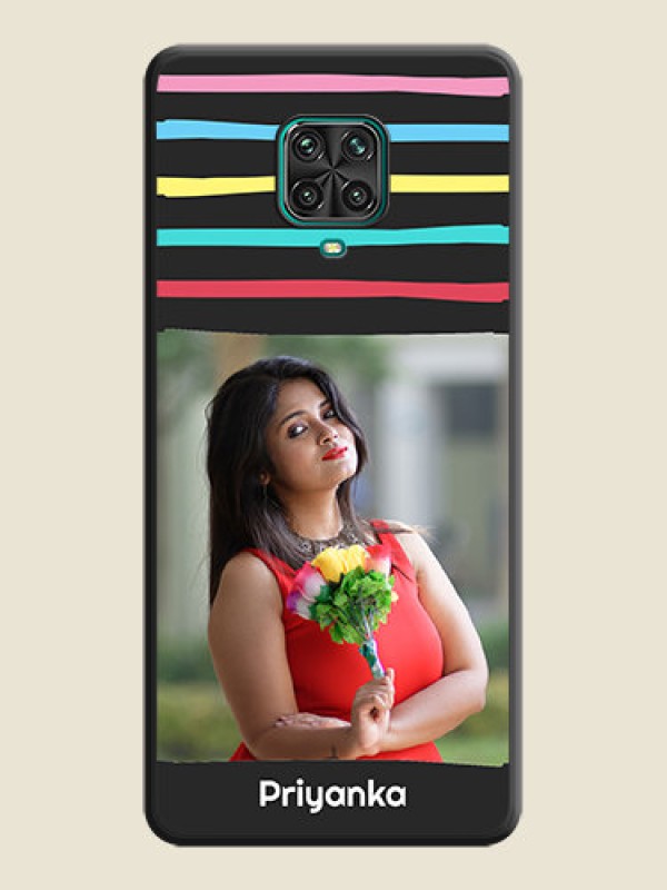Custom Multicolor Lines with Image on Space Black Personalized Soft Matte Phone Covers - Redmi Note 10 Lite