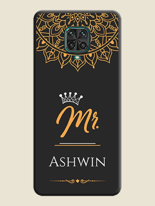 Custom Mr Name with Floral Design  on Personalised Space Black Soft Matte Cases - Redmi Note 10 Lite