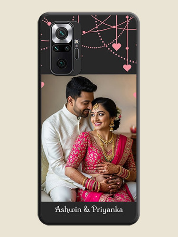Custom Pink Love Hangings with Text on Space Black Custom Soft Matte Back Cover - Redmi Note 10 Pro Max