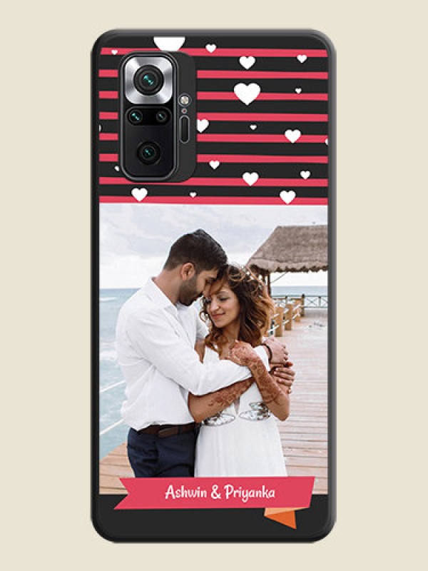 Custom White Color Love Symbols with Pink Lines Pattern on Space Black Custom Soft Matte Phone Cases - Redmi Note 10 Pro Max