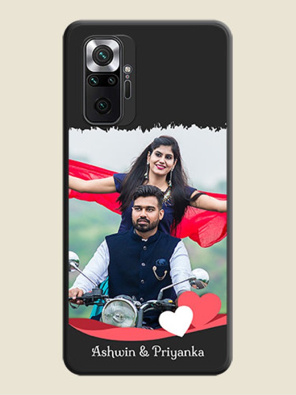 Custom Pin Color Love Shaped Ribbon Design with Text on Space Black Custom Soft Matte Phone Back Cover - Redmi Note 10 Pro Max