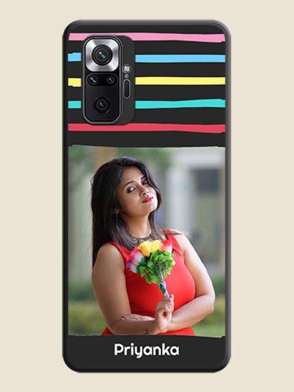 Custom Multicolor Lines with Image on Space Black Personalized Soft Matte Phone Covers - Redmi Note 10 Pro Max