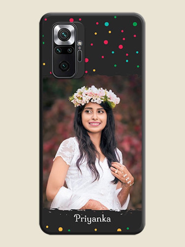 Custom Multicolor Dotted Pattern with Text on Space Black Custom Soft Matte Phone Back Cover - Redmi Note 10 Pro Max