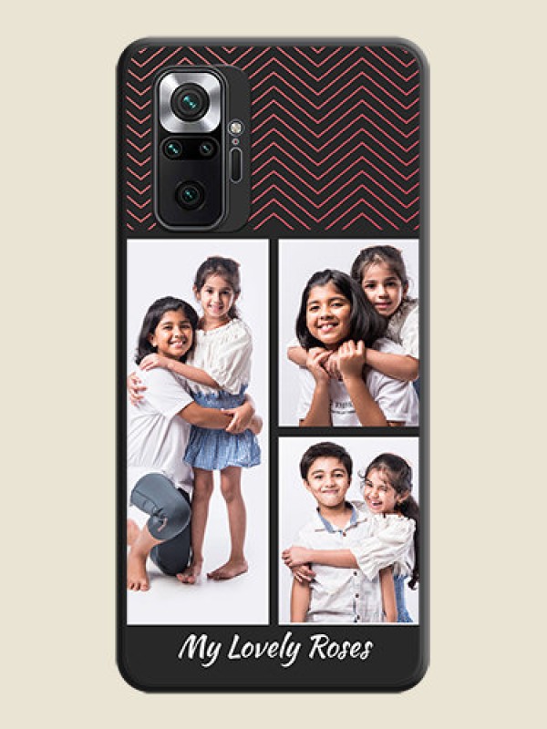 Custom Wave Pattern with 3 Image Holder on Space Black Custom Soft Matte Back Cover - Redmi Note 10 Pro Max