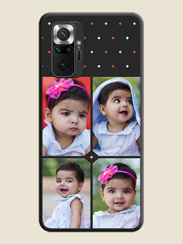 Custom Multicolor Dotted Pattern with 4 Image Holder on Space Black Custom Soft Matte Phone Cases - Redmi Note 10 Pro Max