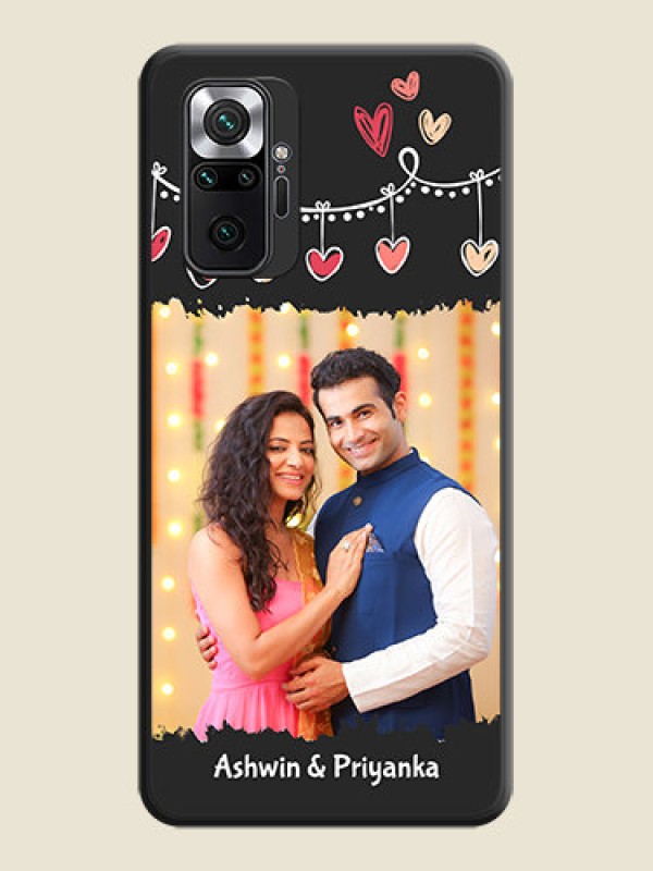 Custom Pink Love Hangings with Name on Space Black Custom Soft Matte Phone Cases - Redmi Note 10 Pro