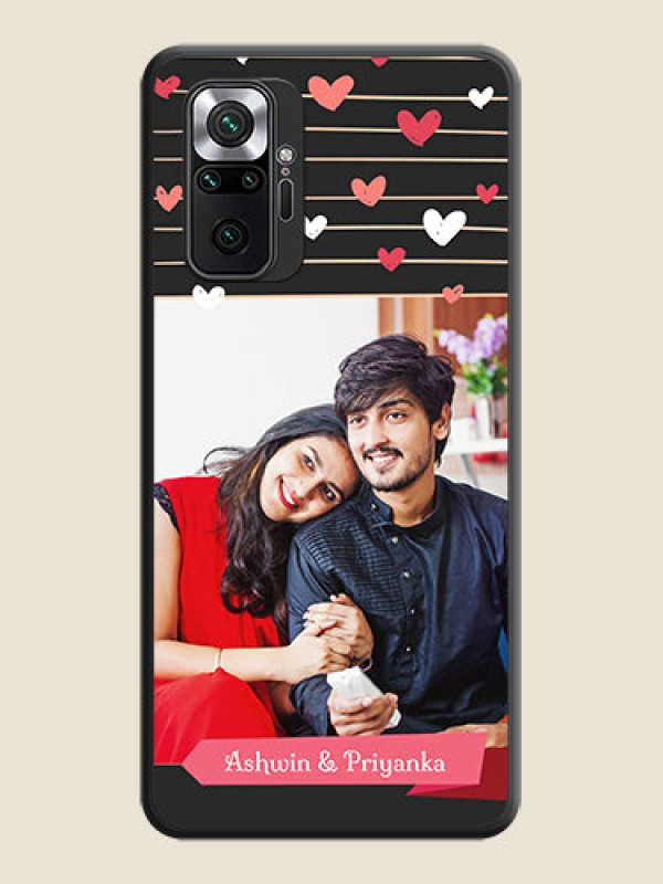 Custom Love Pattern with Name on Pink Ribbon  on Photo on Space Black Soft Matte Back Cover - Redmi Note 10 Pro