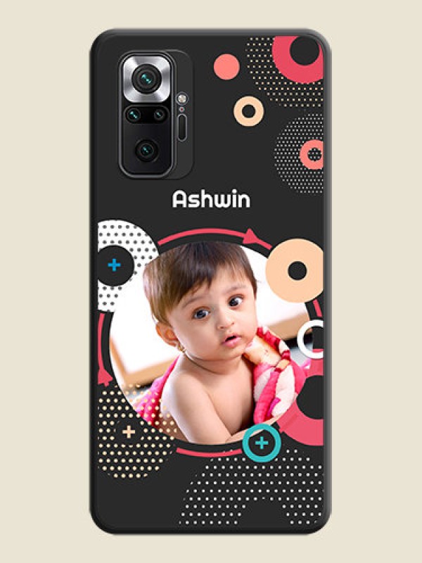 Custom Multicoloured Round Image on Personalised Space Black Soft Matte Cases - Redmi Note 10 Pro
