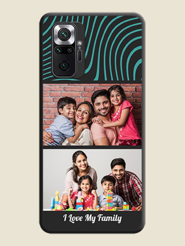 Custom Wave Pattern with 2 Image Holder on Space Black Personalized Soft Matte Phone Covers - Redmi Note 10 Pro