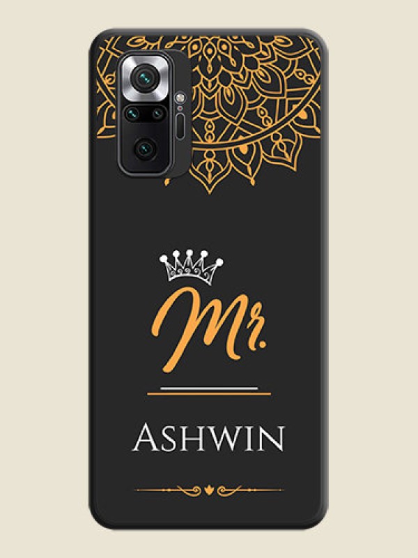 Custom Mr Name with Floral Design  on Personalised Space Black Soft Matte Cases - Redmi Note 10 Pro